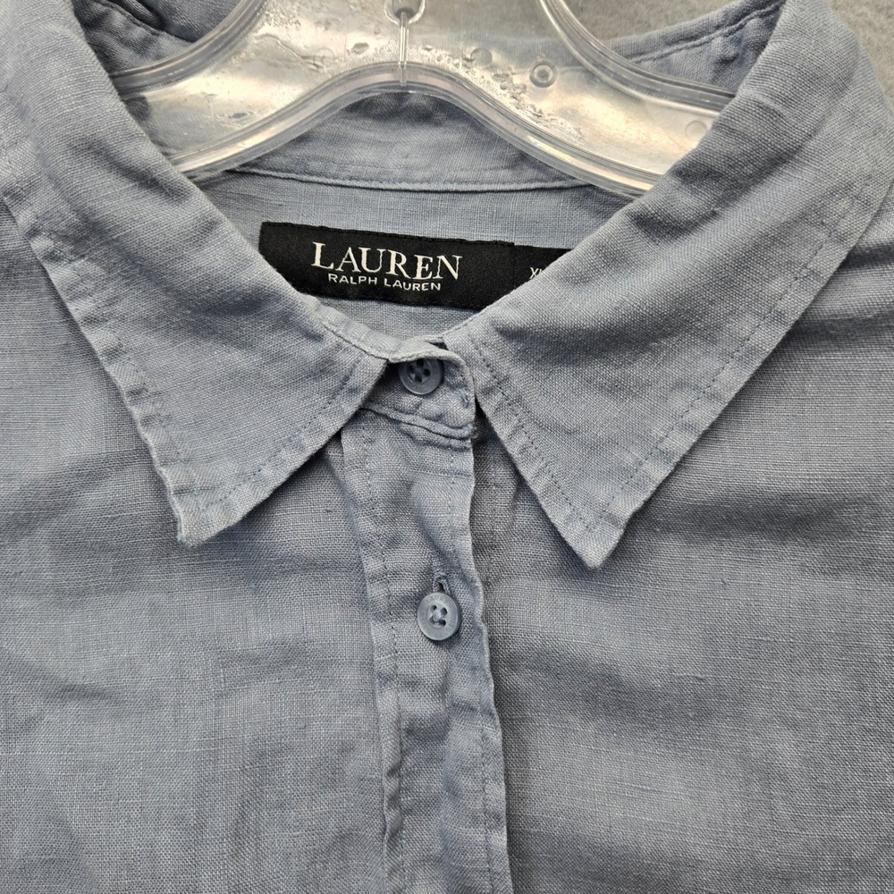 Lauren Ralph Lauren Womens XL Light Blue‎ 100% Linen Roll Tab Button Down Shirt - Picture 3 of 11